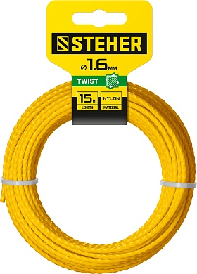 STEHER ВИТОЙ КВАДРАТ, 1.6 мм, 15 м, леска для триммера (75020-1.6)75020-1.6