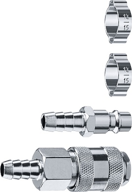 ЗУБР (штуцер ″елочка″, 10 мм - рапид муфта) + (рапид штуцер-штуцер ″елочка″, 10 мм) + (обжимные хомуты 2 шт), Набор, Профессионал (64920-10-H)64920-10-H