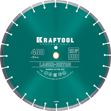 KRAFTOOL LASER- BETON 400 мм (25.4/20 мм, 10х3.4 мм), алмазный диск (36686-400)36686-400