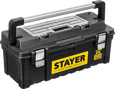 STAYER JUMBO-26, 656 x 285 x 270 мм, (26″), Пластиковый ящик для инструментов, Professional (38003-26)38003-26_z01