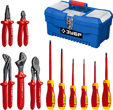 ЗУБР 12 предм., Набор диэлектрического губцевого инструмента, Профессионал (2214-H12)2214-H12_z01