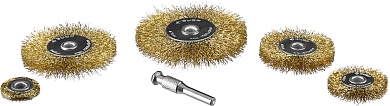 ЗУБР 5 шт., 25/40/55/63/78 мм, витая латунированная стальная проволока, Набор щеток крацовок дисковых, Профессионал (3521-H5)3521-H5_z02