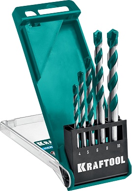 KRAFTOOL KERAMO 5 шт: 4-5-6-8-10 мм набор сверл по керамограниту с твердосплавной пластиной29175-H5