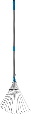 GRINDA PR-50, 170-450 мм ширина, 800-1240 мм длина, телескопический алюминиевый черенок, регулируемые веерные грабли, PROLine (421868)421868_z01