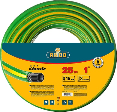 RACO CLASSIC, 1″ 25 м, 15 атм, трёхслойный, армированный, поливочный шланг (40306-1-25)40306-1-25_z01