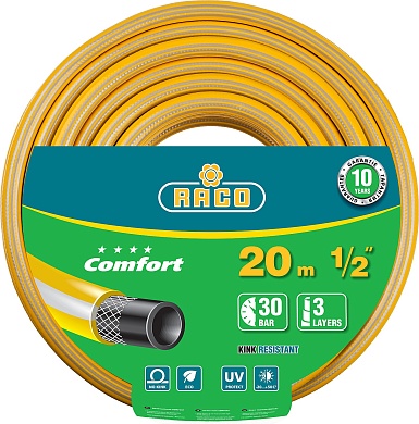 RACO COMFORT, 1/2″ 20 м, 30 атм, трёхслойный, армированный, поливочный шланг (40303-1/2-20)40303-1/2-20_z01