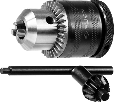 Патрон ударный ключевой, ЗУБР Профессионал 29082-13-1/2, 13мм, посадочная резьба 1/2″, с фиксатором на шпинделе, D=1,5-13мм29082-13-1/2_z02