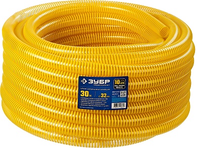 ЗУБР размеры 32 мм x 30 м, 10 атм, со спиралью ПВХ, напорно-всасывающий шланг, ПРОФЕССИОНАЛ (40327-32-30)40327-32-30