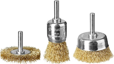 ЗУБР 3 шт., d 24/50/50 мм, витая стальная латунированная проволока, 0.3 мм, Набор щеток-крацовок, Профессионал (3530-H3)3530-H3_z02