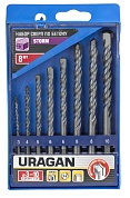 URAGAN STORM 8 шт: d 3-4-5-6-7-8-9-10 мм набор сверл по бетону с шестигранным хвостовиком901-22424-H8