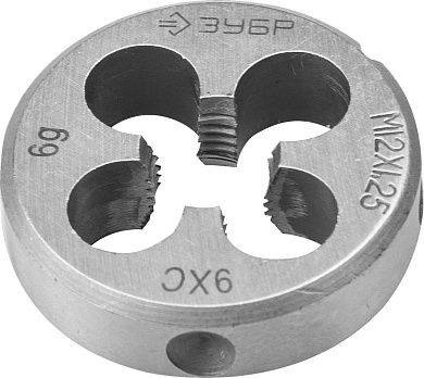 ЗУБР М12x1.25мм, сталь 9ХС, Плашка круглая ручная (4-28022-12-1.25)4-28022-12-1.25