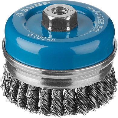 ЗУБР 100 мм, М14, жгутированная стальная проволока, 0.5 мм, Щетка чашечная усиленная, Профессионал (3527-100)3527-100_z02