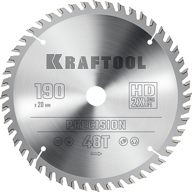 KRAFTOOL PRECISION 190х20мм 48Т, диск пильный по дереву36952-190-20