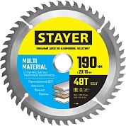 STAYER MULTI MATERIAL 190х20/16мм 48Т, диск пильный по алюминию, супер чистый рез3685-190-20-48