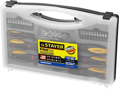 STAYER Max Range Pro 32 предм., Набор отверток с насадками (25134-H18)25134-H18_z01