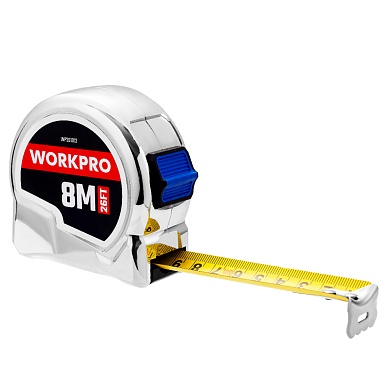 Рулетка 8м(26футов)*25мм металлический корпус WP261012 WORKPROWP261012