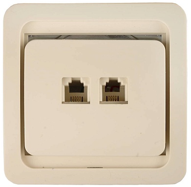 СВЕТОЗАР Гамма, телефонная двойная цвет бежевый, Электрическая розетка (SV-54118-B)SV-54118-B
