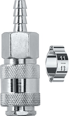 KRAFTOOL штуцер ″елочка″, 8 мм - рапид муфта, с хомутом, Переходник (06596-08)06596-08