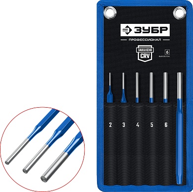 ЗУБР 6 предметов, Набор шестигранных выколоток в чехле, Профессионал (21070-H6)21070-H6