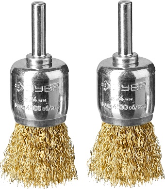 ЗУБР 2 шт., 24 мм, витая латунированная стальная проволока, 0.3 мм, Набор щеток-крацовок кистевых, Профессионал (35225-24-H2)35225-24-H2_z02