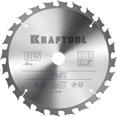 KRAFTOOL Fast 185х20мм 24Т, диск пильный по дереву36950-185-20