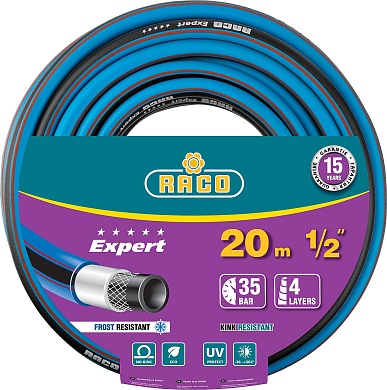 RACO EXPERT, 1/2″ 20 м, 35 атм, четырёхслойный, армированный, поливочный шланг (40302-1/2-20)40302-1/2-20_z01