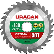 URAGAN Optima 180х30/20мм 30Т, диск пильный по дереву36801-180-30-30_z01