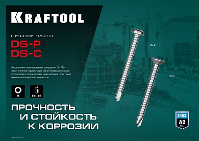KRAFTOOL DS-P 19 х 4.2 мм, А2, сверло, полукр. головка, ТХ20, саморез нержавеющий, 450 шт (300931-42-019)300931-42-019 KRAFTOOL DS-P 19 х 4.2 мм, А2, сверло, полукр. головка, ТХ20, саморез нержавеющий, 450 шт (300931-42-019)300931-42-019