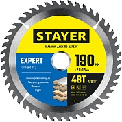 STAYER EXPERT 190 x 20/16мм 48Т, диск пильный по дереву, точный рез3682-190-20-48_z01