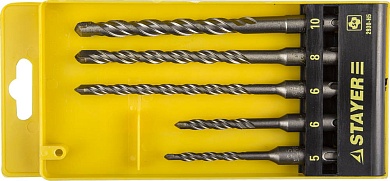 STAYER 5 шт: 5/6x110, 6/8/10х160 мм, Набор SDS-plus буров, Professional (2930-H5)2930-H5