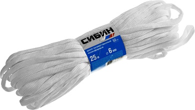 СИБИН 6 мм, 25 м, хозяйственный, полиэфирный шнур (50266)50266