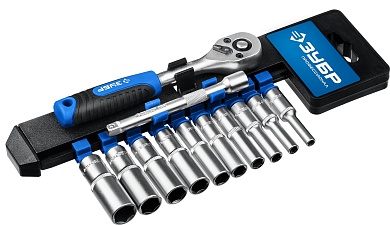 ЗУБР ТМ-12У, 12 предм. (1/4″), Набор торцовых головок, Профессионал (27651-H12)27651-H12