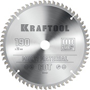 KRAFTOOL Multi Material 190х20мм 60Т, диск пильный по алюминию36953-190-20