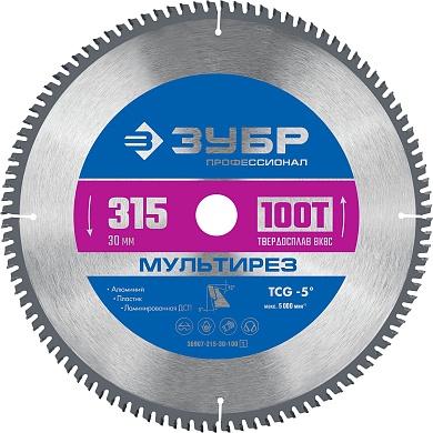 ЗУБР Мультирез 315 x 30мм 100Т, диск пильный по алюминию36907-315-30-100_z01