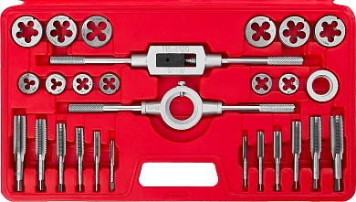 ЗУБР 27 предм., сталь 9ХС, Набор метчиков и плашек в пластиковом боксе (28123-H27)28123-H27 ЗУБР 27 предм., сталь 9ХС, Набор метчиков и плашек в пластиковом боксе (28123-H27)28123-H27