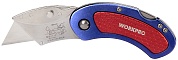Нож универсальный алюминиевый складной со сменными лезвиями мини WP211005 WORKPROWP211005