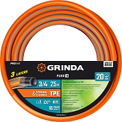 GRINDA FLEX 3, 3/4″, 25 м, 20 атм, из термоэластопласта, трёхслойный, армированный, гибкий, поливочный шланг, PROLine (429008-3/4-25)429008-3/4-25