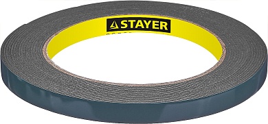 STAYER 9 мм, 5 м черная, на вспененной основе, Двухсторонняя клейкая лента, PROFESSIONAL (12233-09-05)12233-09-05
