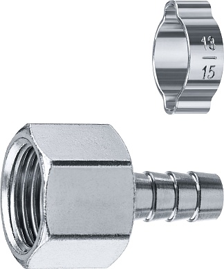 ЗУБР штуцер ″елочка″, 10 мм - 1/2″F, Переходник с обжимным хомутом, Профессионал (64923-1/2-10)64923-1/2-10