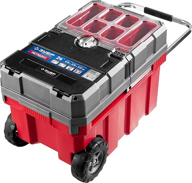ЗУБР МЕГА-БОКС, 616 х 378 х 415 мм, (24″), Пластиковый ящик-тележка для инструментов, Профессионал (38133-24)38133-24