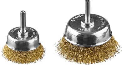 ЗУБР 3 шт., d 50/72 мм, витая стальная латунированная проволока, 0.3 мм, Набор щеток чашечных, Профессионал (3531-H2)3531-H2_z02