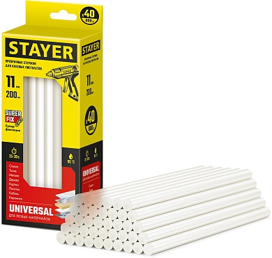 STAYER Universal 11х200 мм, 40 шт, Универсальные клеевые стержни, (2-06821-T-S40)2-06821-T-S40