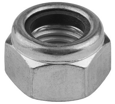Гайка шестигранная, DIN 985, самостопорящаяся, с нейлоновым кольцом, M16, 100 шт, кл. пр. 8, оцинкованная, KRAFTOOL303584-16