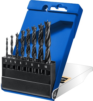 ЗУБР 8 шт(3-4-5-6-7-8-9-10 мм), набор спиральных сверл по дереву, М-образная заточка29421-H8_z01