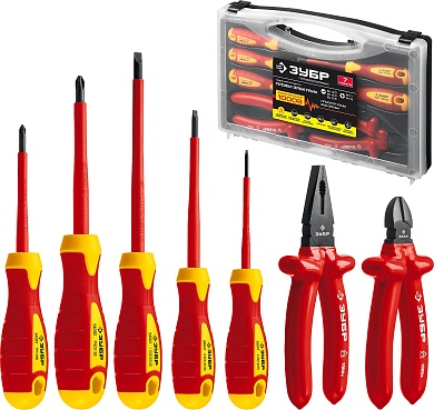 ЗУБР 7 предм., Набор диэлектрического губцевого инструмента, Профессионал (2214-H7)2214-H7_z01