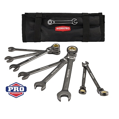 Ключи комбинированные трещоточные с шарниром набор 8шт (9-17мм) WP202521 WORKPROWP202521