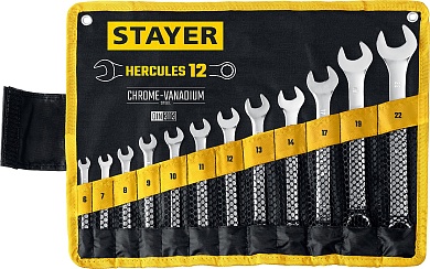 STAYER HERCULES, 12 шт, 6 - 22 мм, Набор комбинированных гаечных ключей (27081-H12)27081-H12_z01