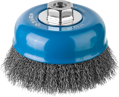 ЗУБР 125 мм, витая стальная проволока, 0.3 мм, Щетка чашечная, Профессионал (35261-125)35261-125_z02