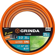GRINDA FLEX 3, 1/2″, 25 м, 25 атм, из термоэластопласта, трёхслойный, армированный, гибкий, поливочный шланг, PROLine (429008-1/2-25)429008-1/2-25