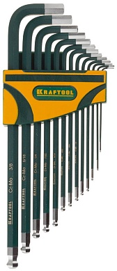 KRAFTOOL Industrie 13 шт, Набор длинных имбусовых ключей (27444-H13)27444-H13